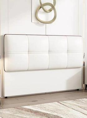 红约网现代NZK软包头轻奢木床落地床头板单简买靠实新款背板客厅