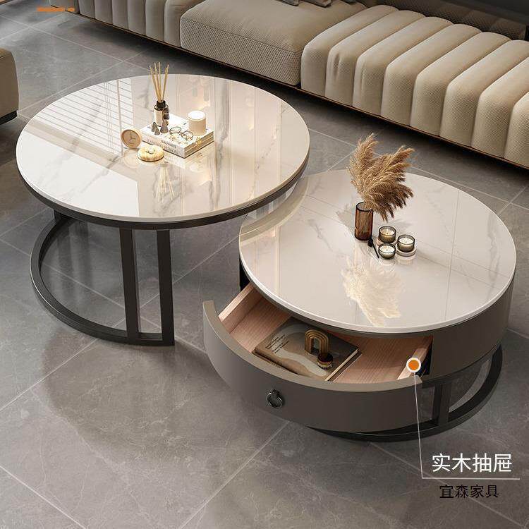 岩板茶几客家用简约现代茶小户型2025新款桌轻奢网红圆形00几小厅