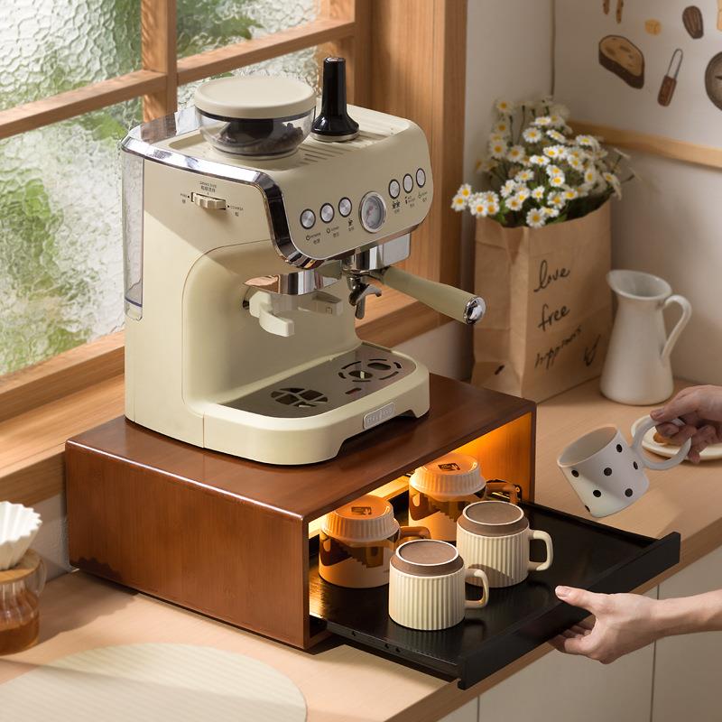 实木咖啡机置物架摆放台桌面防尘杯架水杯茶杯咖啡角杯子收纳架子