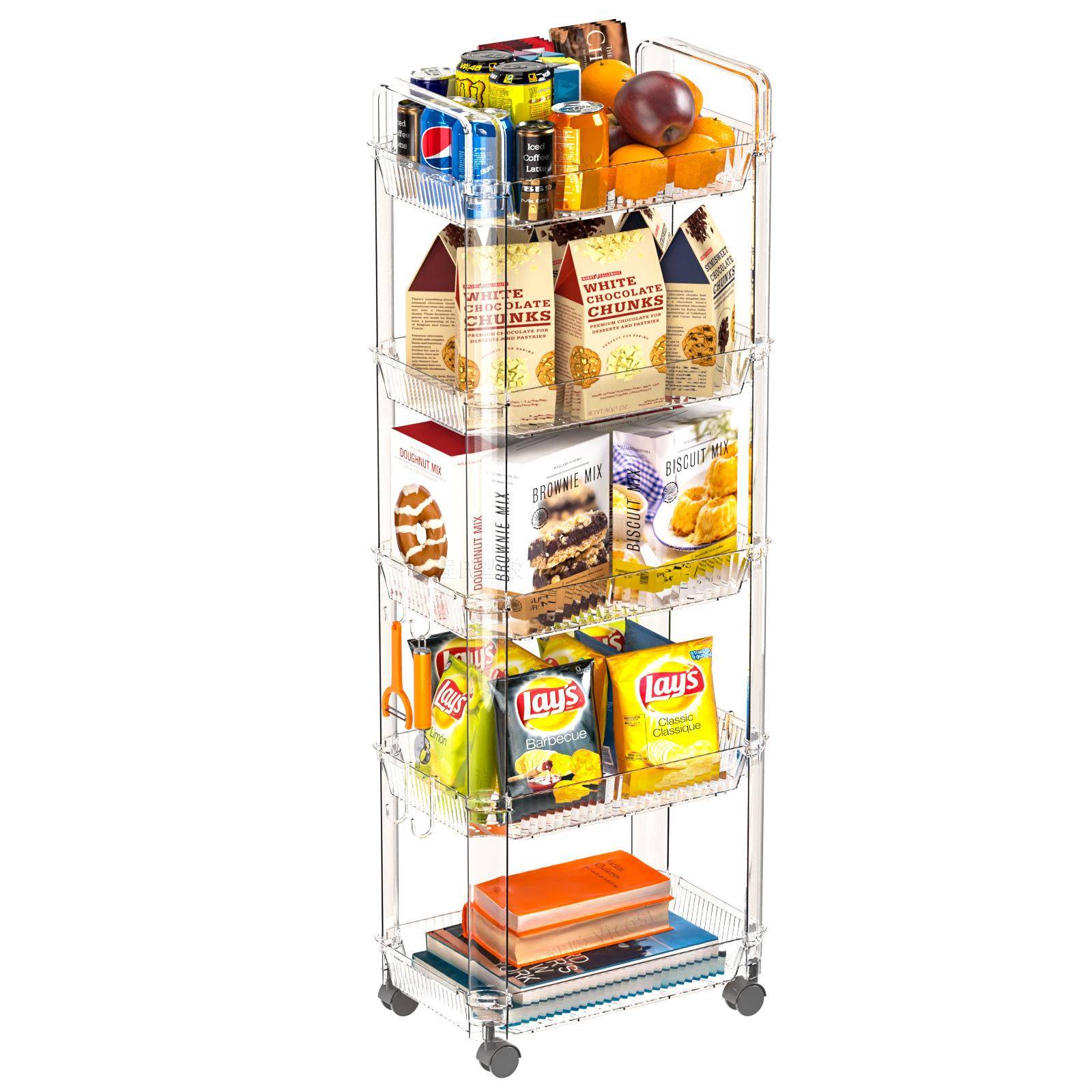 家具小推车置物架矩形落地多层可移动带轮储藏室杂物家用厨房收纳