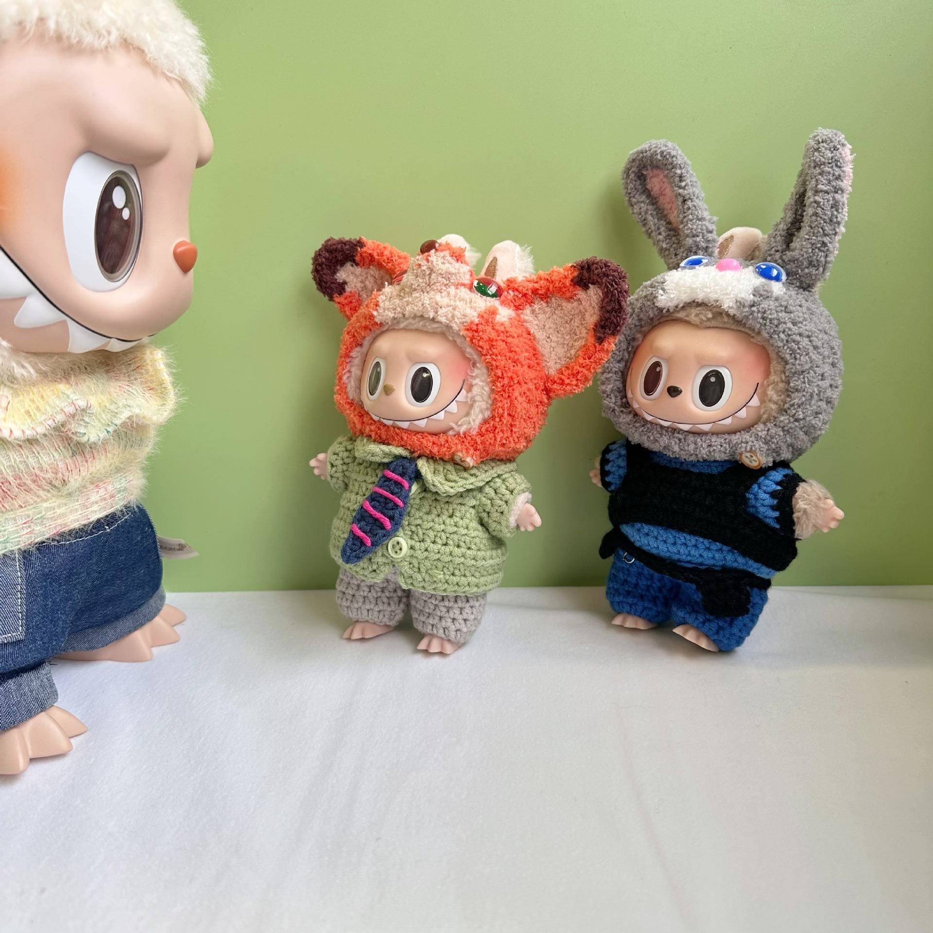 仅衣服】钥匙扣拉布布衣服挂件LABUBU纯手工娃衣朱迪尼克套装重工