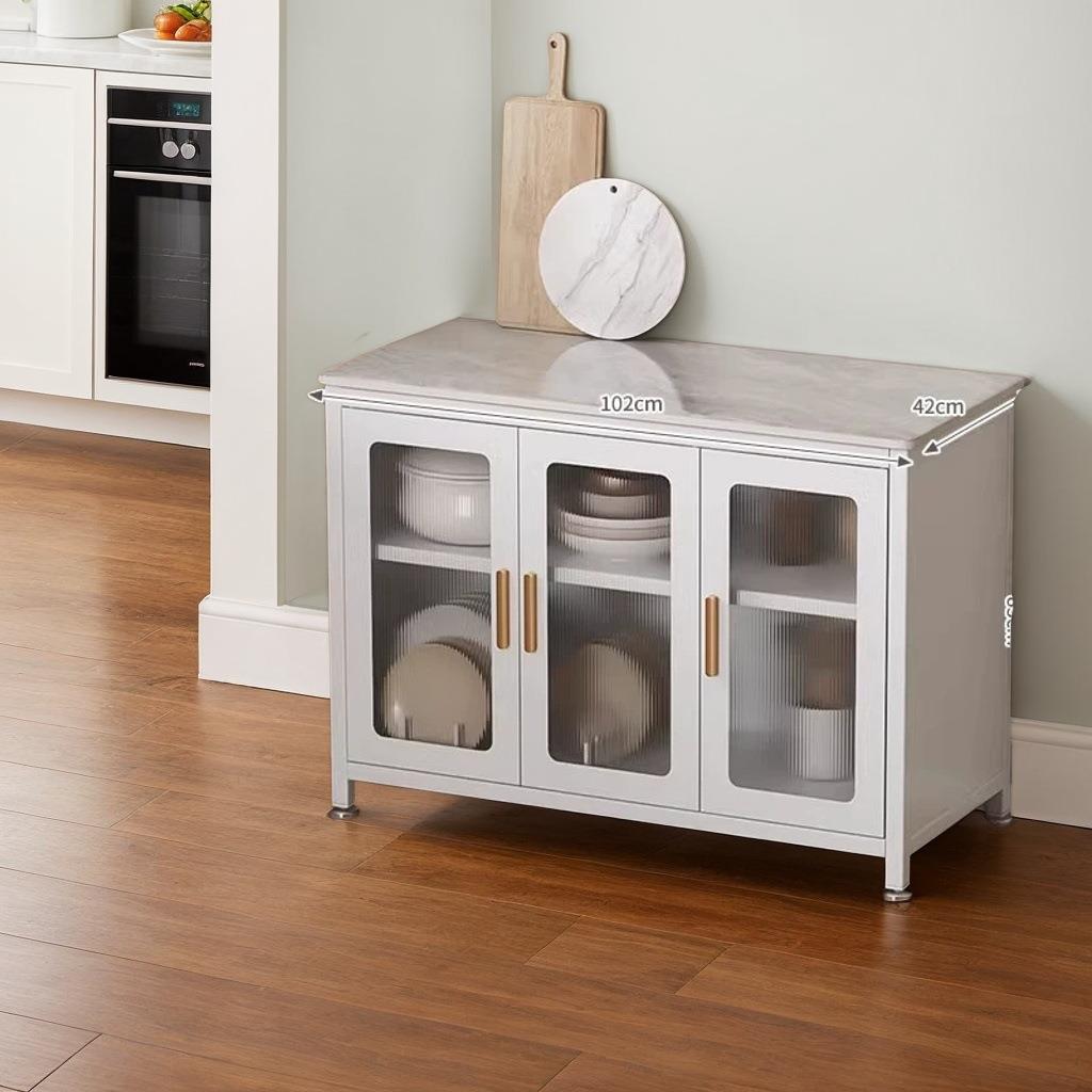 跨境厨房置物架落地多层岩板收纳柜多功能微波炉烤箱切菜储物柜