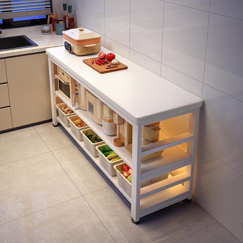 厨房多功能置物架落地切菜桌子工作台多层餐边储物柜收纳架窄边柜