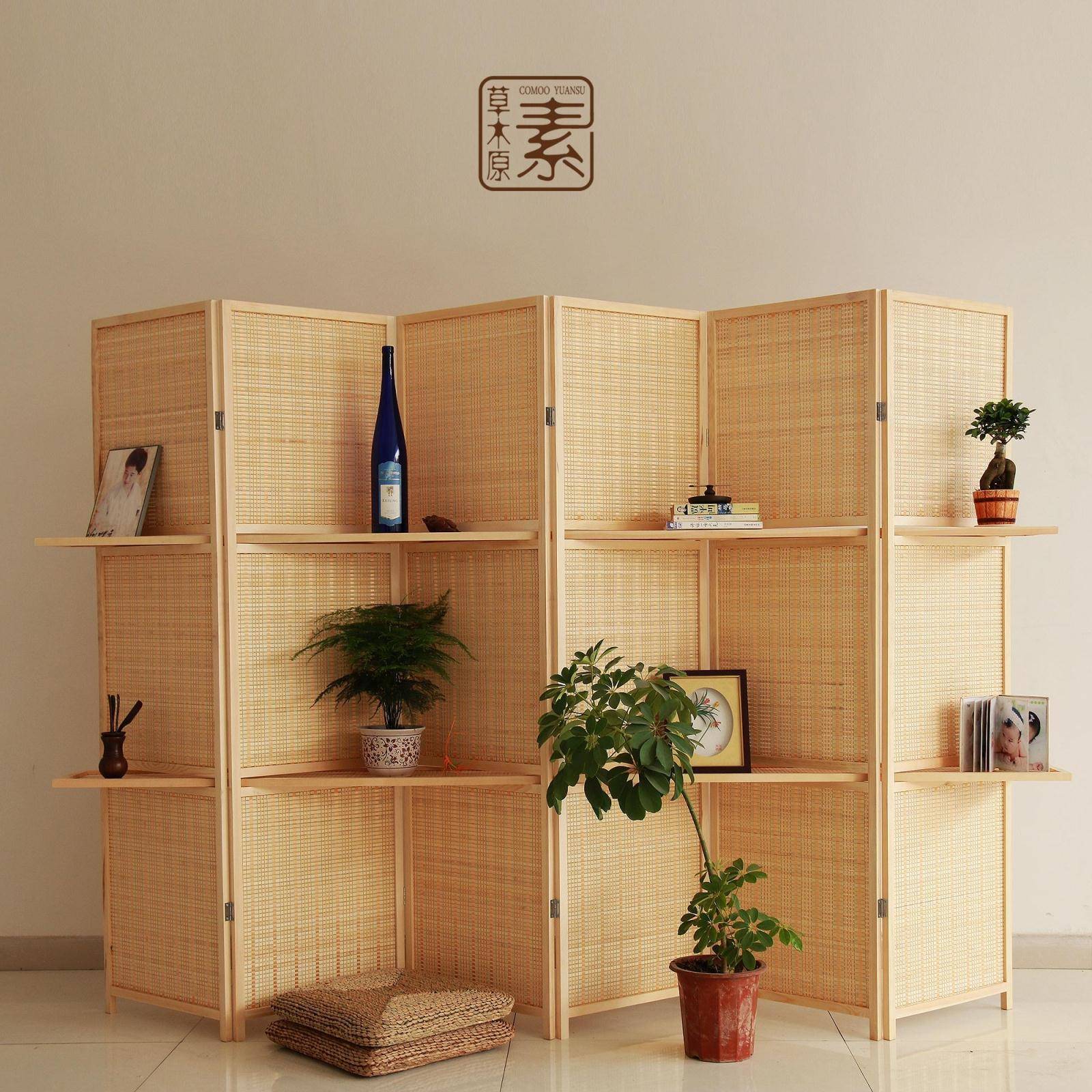 产地货源客厅卧室中式实木竹编酒店储物架隔断屏风