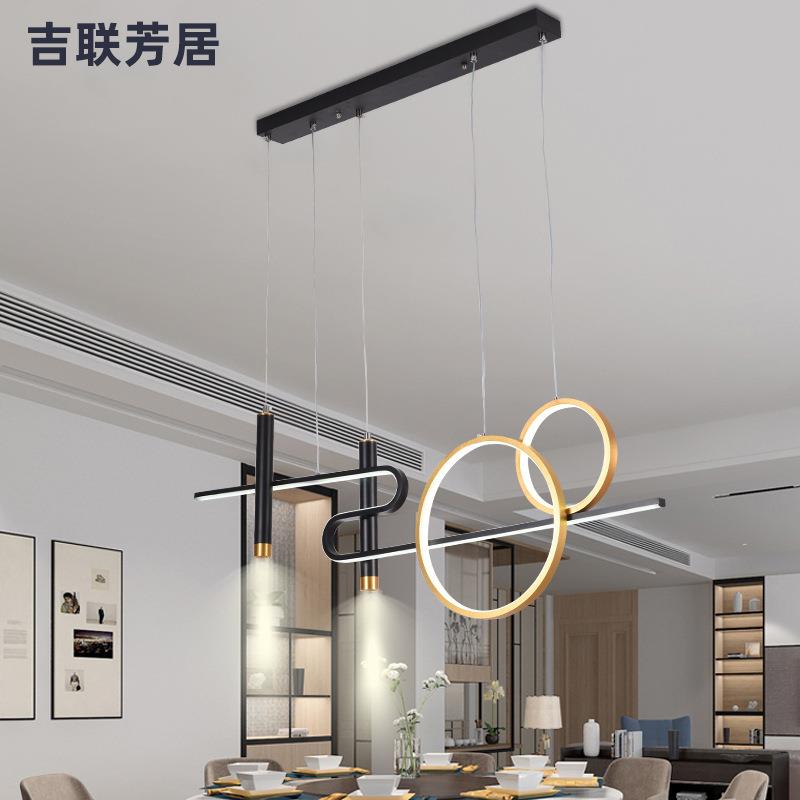 跨境艺术吊灯led线性圆圈餐厅灯轻奢酒店别墅卧室客厅家装灯具