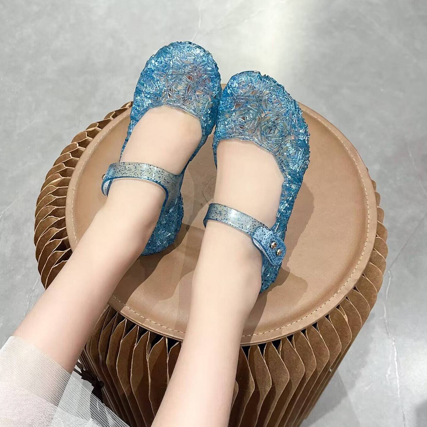 女童水晶高跟凉鞋2025夏季新款