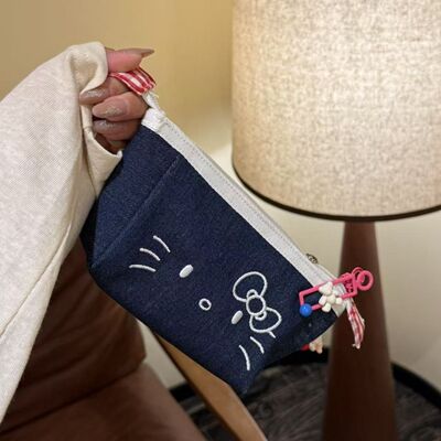 2026新款可爱刺绣牛仔笔袋学生大