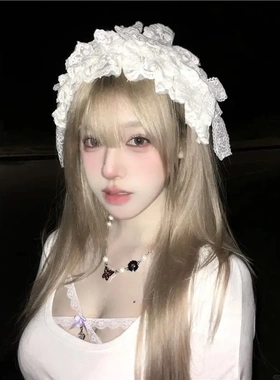 优雅白色蕾丝lolita发饰女可爱甜美洛丽塔头饰生成色lo娘女仆发带