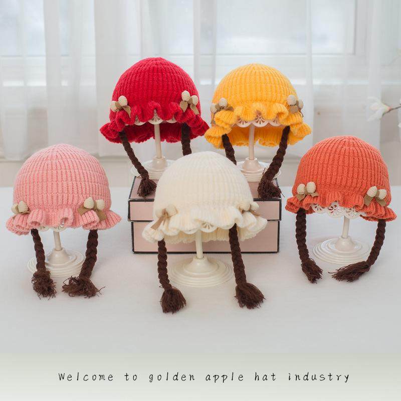 宝宝2025新款帽子女孩洋气时髦冬小月龄婴儿加厚保暖针织帽辫子帽,婴童用品,防摔帽,淘宝优惠券,粉丝福利购,淘宝优惠卷