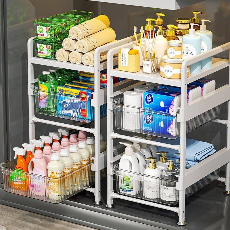 橱柜分层多层置物架卫生间厨房浴室下水槽抽屉收纳整理省空间窄款