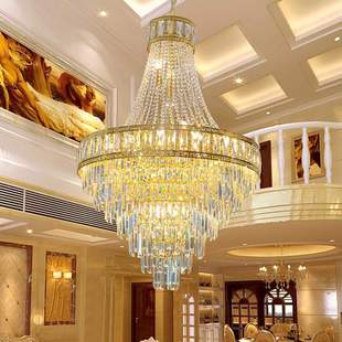 楼中楼别墅大厅 楼客厅大吊灯挑空中空轻奢水晶灯复式 2022新款 复式