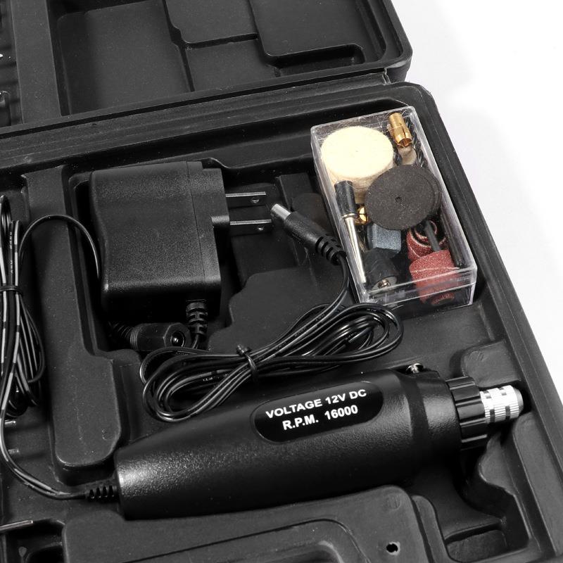 微型小电钻电动打磨机抛光美甲60pc迷你电磨DC12V小电磨工具套装