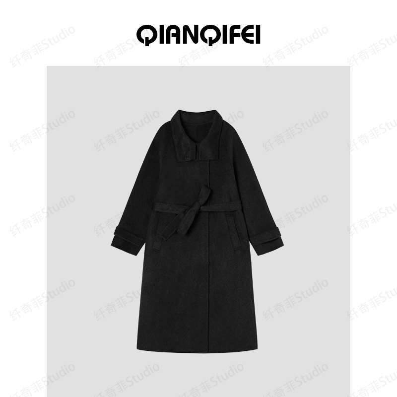 12-3H C新款高级感赫本风立领复古双面大衣 88031