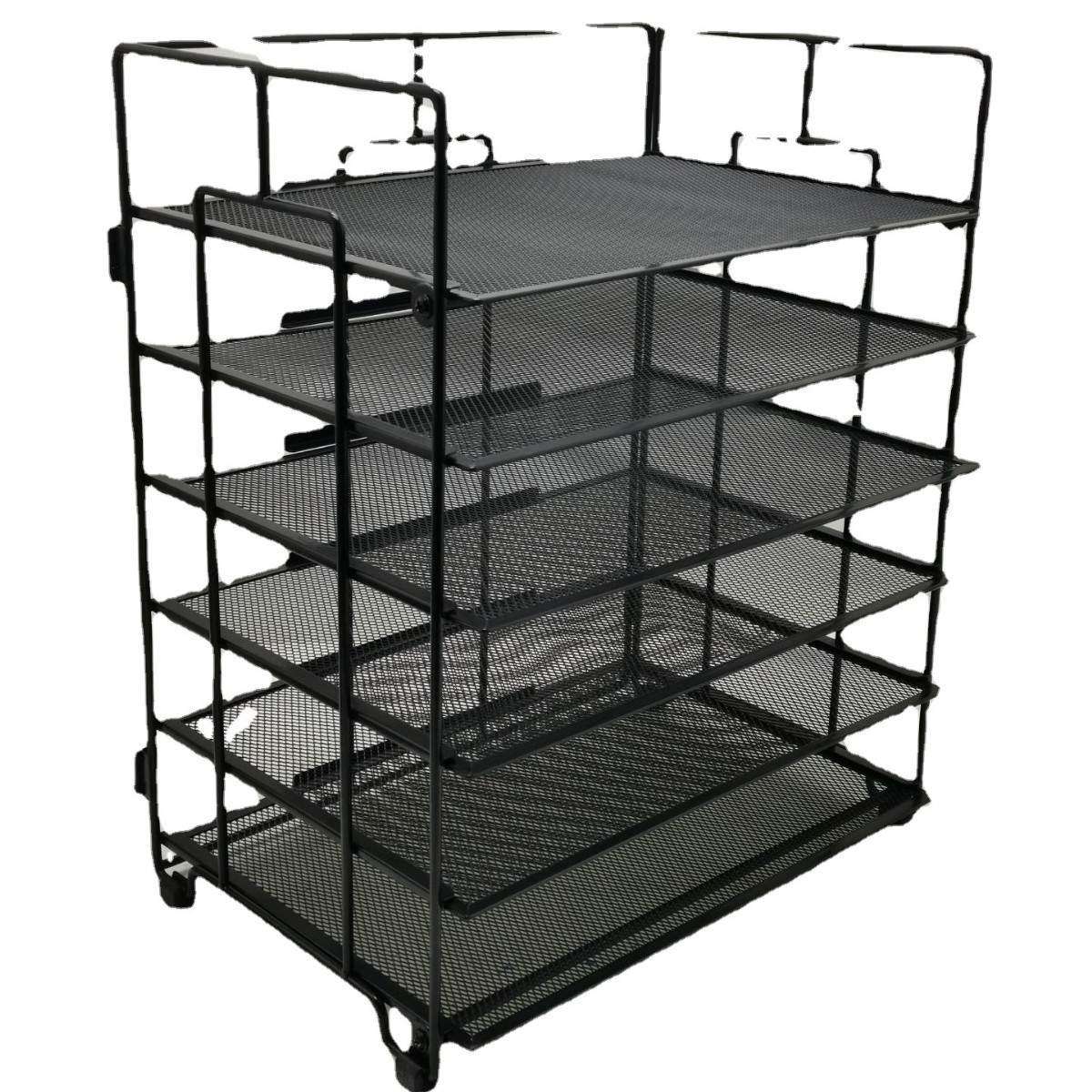 金属网状六层收纳框铁网6层档案文件管理架铁线桌面文件置物架
