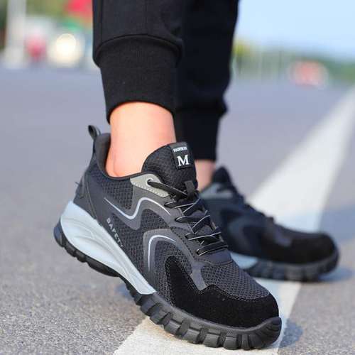 跨境透气轻便劳保鞋 防砸防刺穿登山安全鞋 工地防滑钢头工作鞋