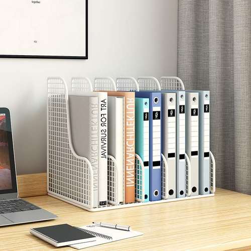 金属文件框桌面文件架a4置物架文件栏四栏文件夹架档案收纳盒书架