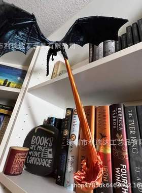 跨境新品3D打印Dragon Flame Book Nook 龙焰书角书架装饰摆件工