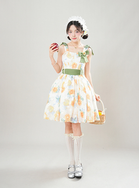 夏季新款淬火向日葵花苞裙气质甜美收腰蝴蝶结明媚连衣裙