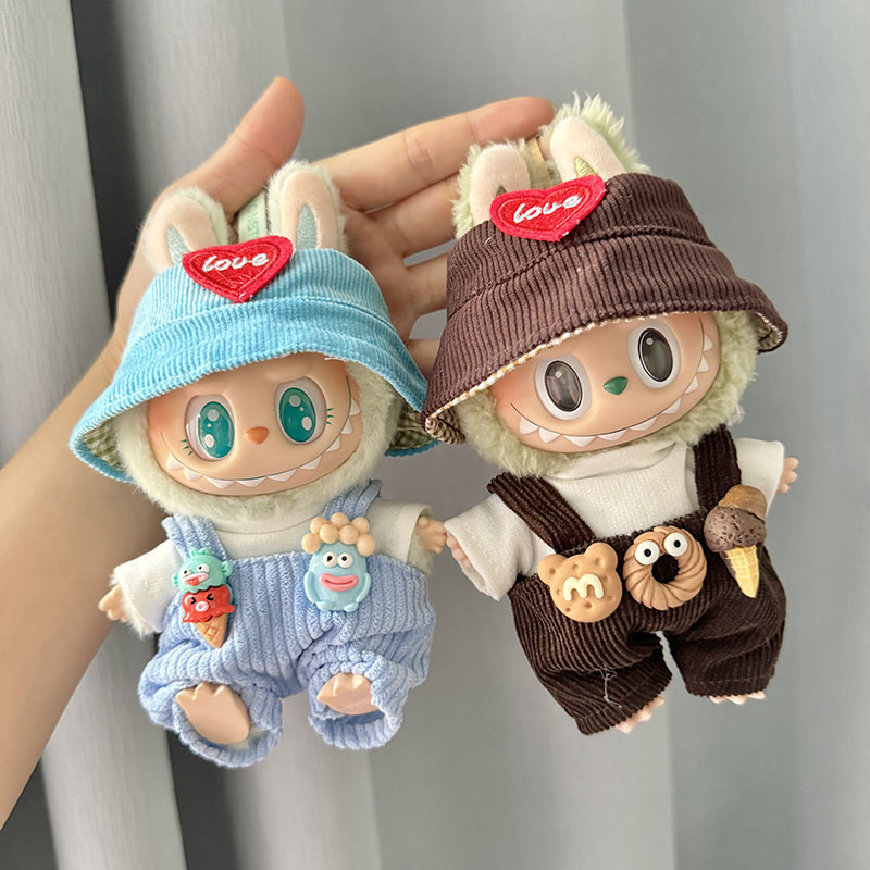 仅衣服] 一二代Labubu衣服挂件拉布布坐坐派对娃衣甜筒背带裤套装