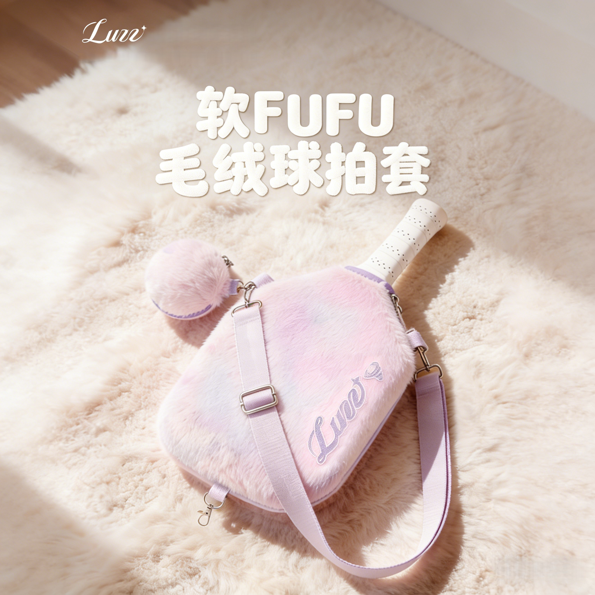 Luzz路兹毛绒匹克球拍保护套图片