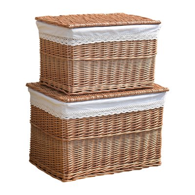 大号藤编蓝滕筐文件整理箱脏衣篮竹F编柳编藤箱藤篮宝宝衣物收纳