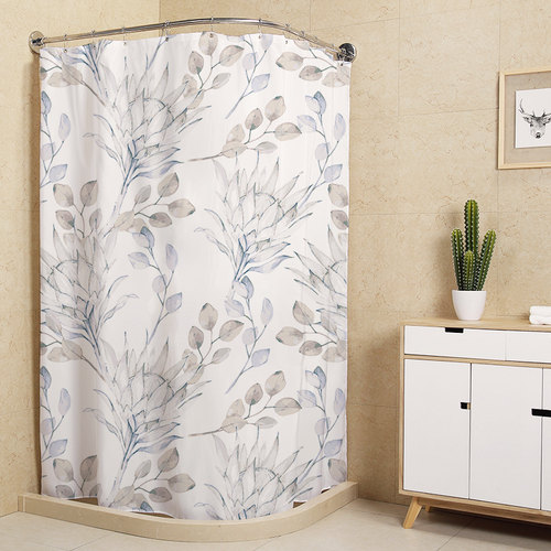 浴室防水浴帘布隔断帘免打孔套装防水布涤M纶加厚卫生间水彩花挂