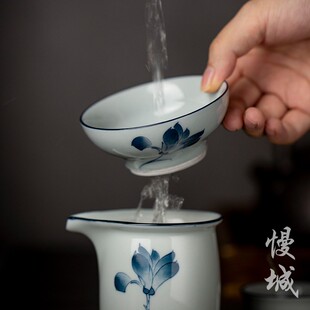 陶瓷茶漏茶滤泡茶过滤分茶u器网纱茶漏斗家用手绘功夫茶具茶道配