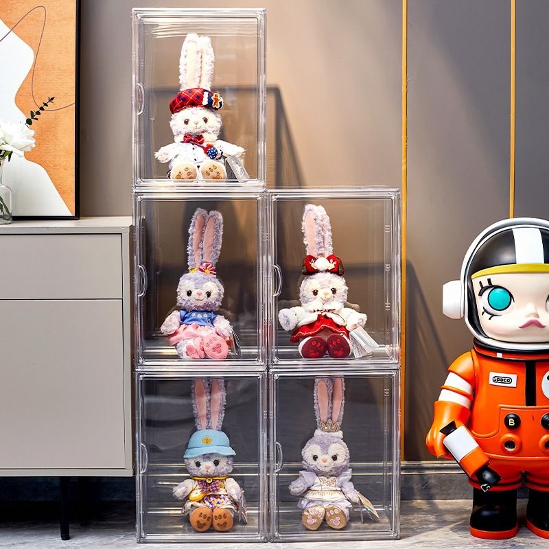 娃娃收纳盒模型手办柜亚克力展示盒透明防N尘抗氧化毛绒玩偶鞋盒