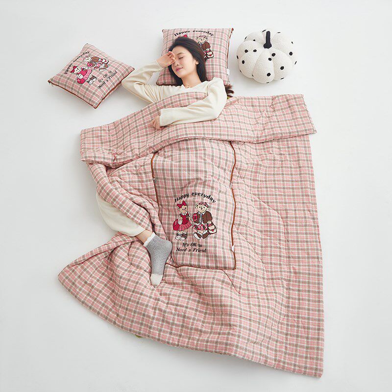 多功能折叠全棉抱枕被子两用车载靠枕H办公室午睡空调被纯棉卡通