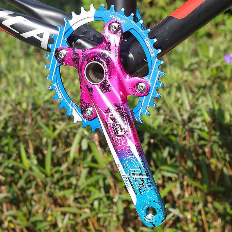 山地自行车中h空一体左右牙盘曲柄齿盘连杆中轴套装改装单盘单速