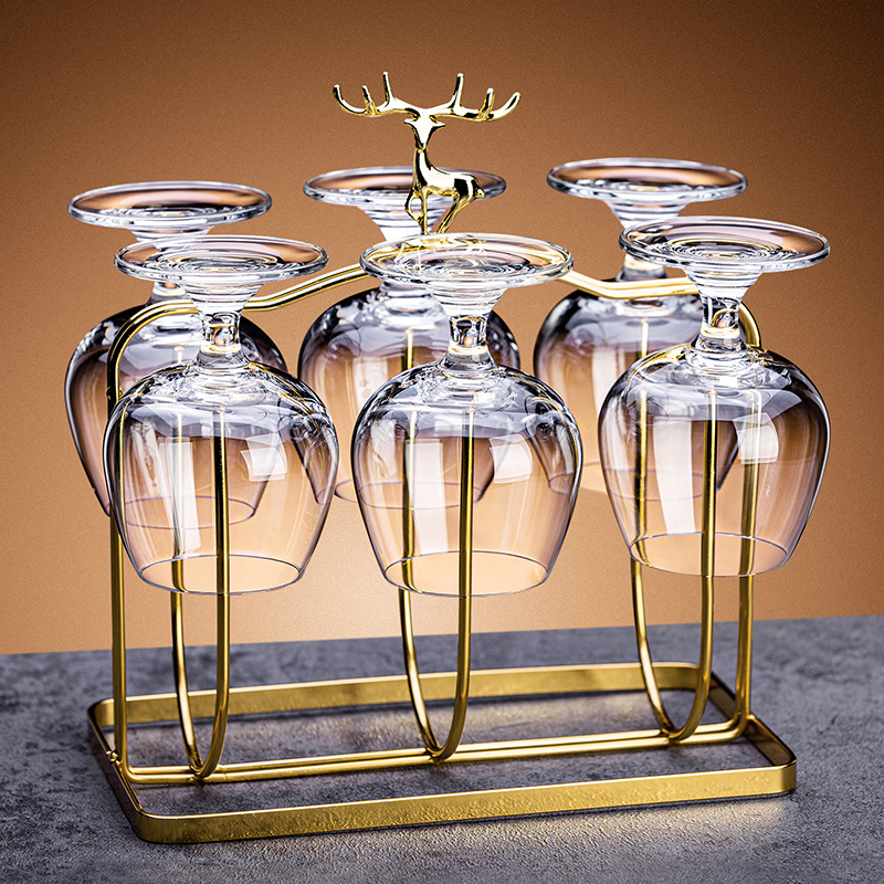 矮脚白兰地杯g套装轻奢高档红酒杯家用水晶玻璃威士忌洋酒杯带架