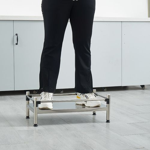 不锈钢一层单层带围栏置物架加y厚垫高收纳架子厨房台面有栏杆支