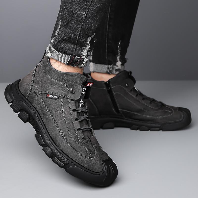 2025新款【真皮牛皮】冬季棉鞋男保暖羊毛加绒加厚休闲高帮鞋男防