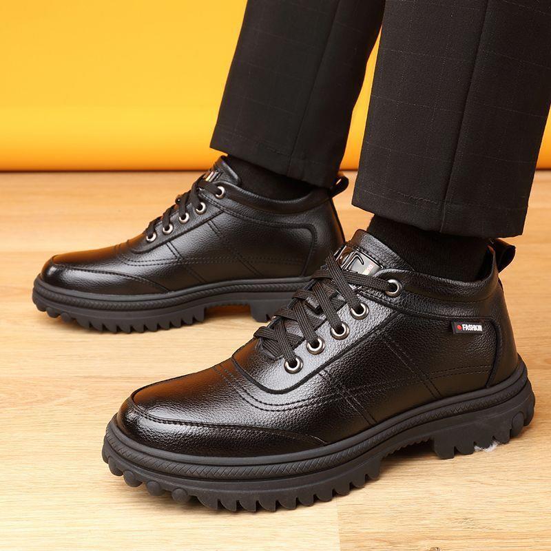 2025新款真皮牛皮断码捡漏男士棉鞋爸爸鞋冬季加绒保暖棉皮鞋男高