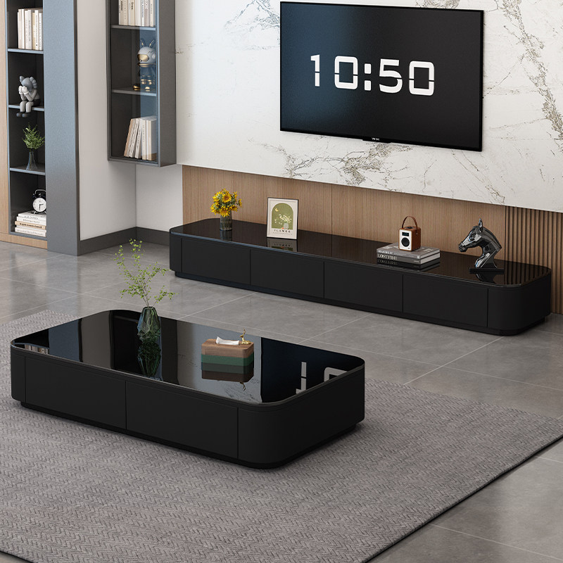 意式岩板茶几客厅家用2025新款小户型轻奢高级感落地电视机柜组合