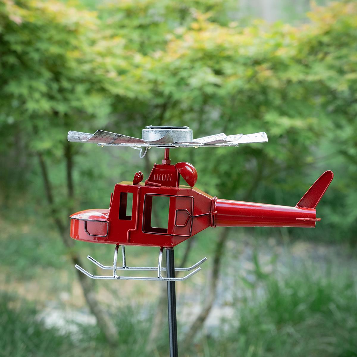 户外金属直升飞机装饰摆饰风车太阳能灯饰品花园庭院草地幼儿园铁