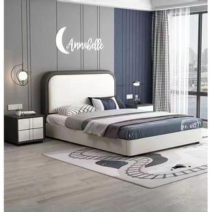 儿童房床男孩北欧1米1.2米气压高箱储物皮床1.35米女孩公主床