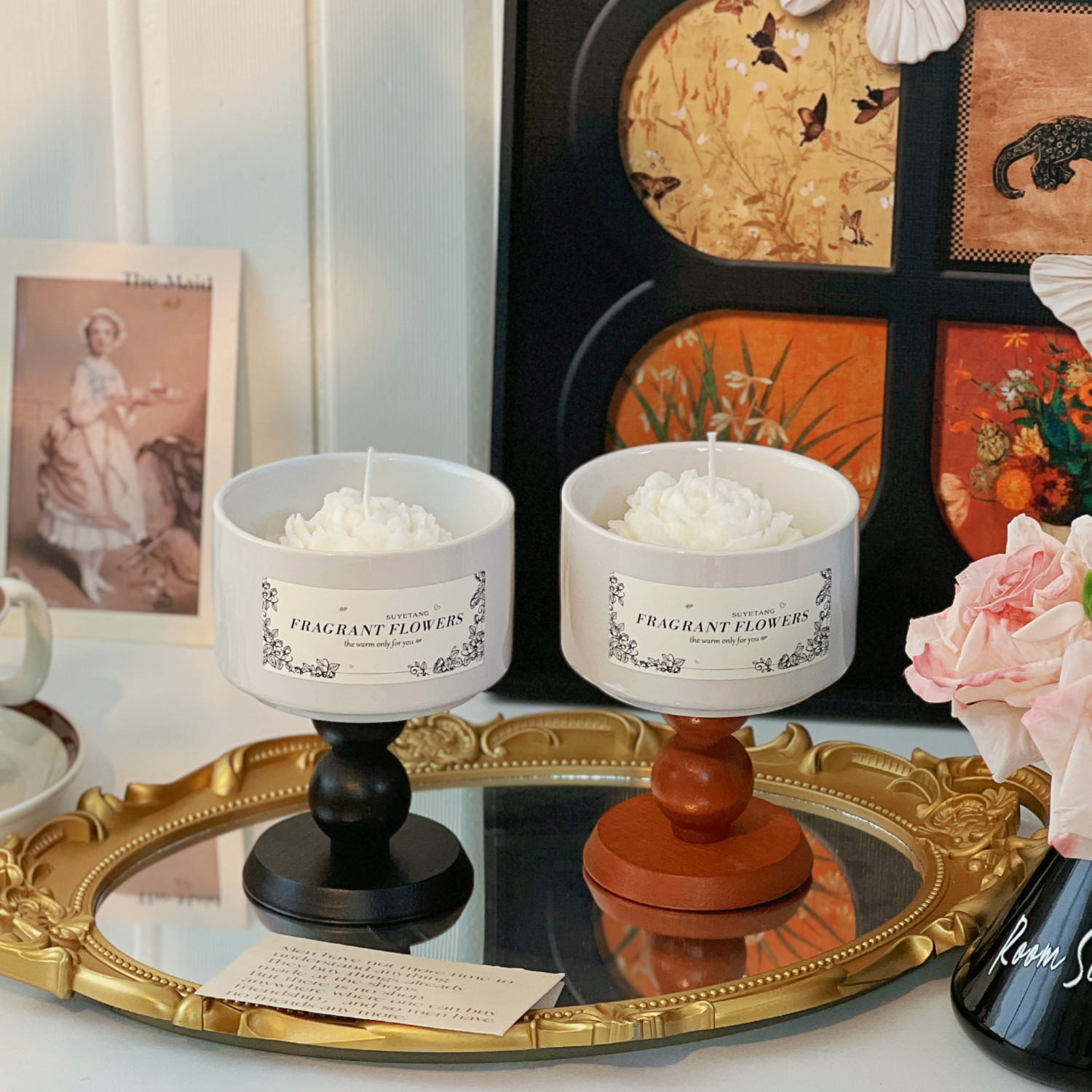 山茶花香薰蜡烛圆筒礼盒装送闺蜜女生生日礼物小众高级氛围感摆件