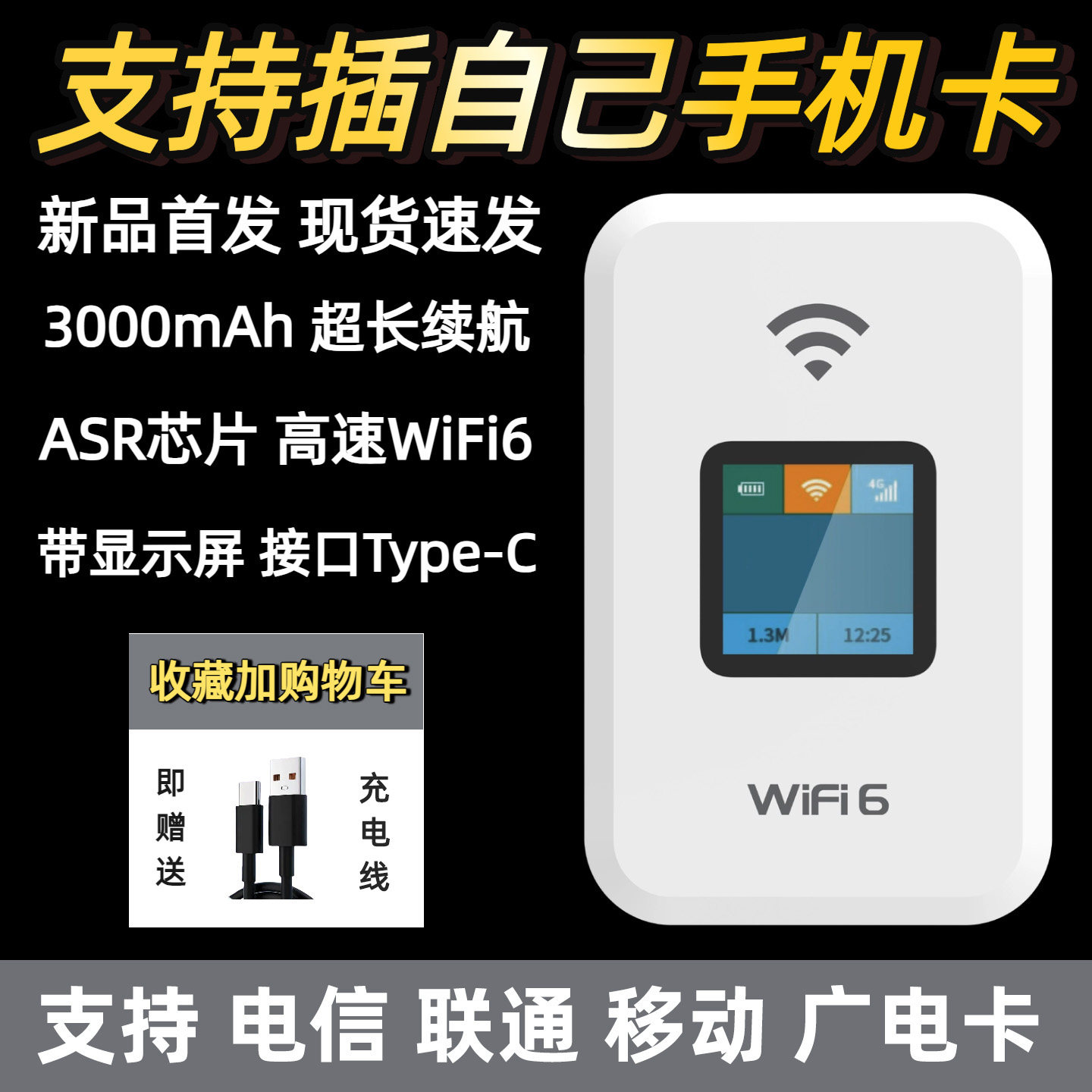 【可自由插卡】随身wifi2025新款高速无线网络移动WI-FI6自插卡全网通全国通用车载家用热点随身携带上网宝