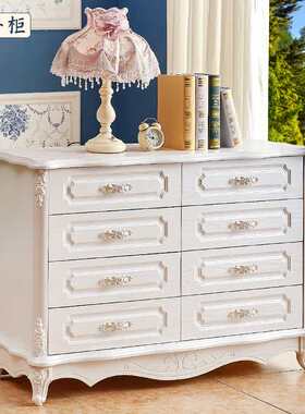 欧式五斗柜卧室雕花靠墙储物收纳柜白色客厅抽屉柜简约现代五斗橱