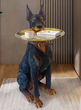 创意杜宾客厅电视柜旁边沙发边几落地大型家居装饰品乔迁礼物摆件