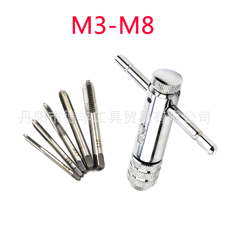 M3-M8可调节棘轮手扳手 M5-M12加长丝攻正反转攻丝配件