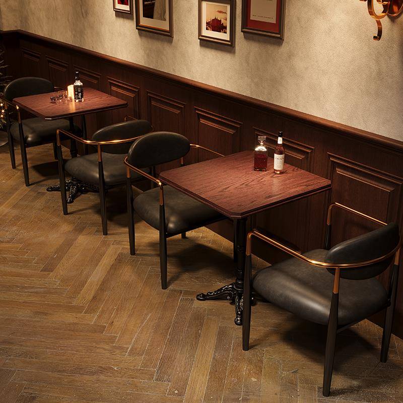 需定制美式复古西餐厅音乐餐吧实木桌椅组合网红酒馆清吧餐饮店商