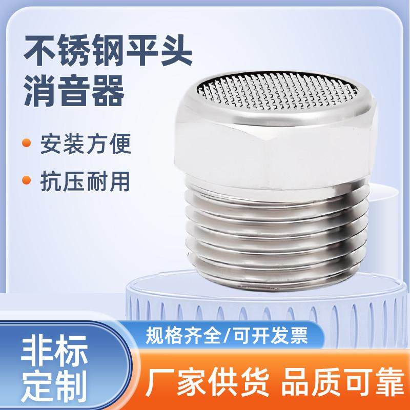 304不锈钢平头消音器BSLM气动电磁阀排气宝塔消声器BSL降噪接头