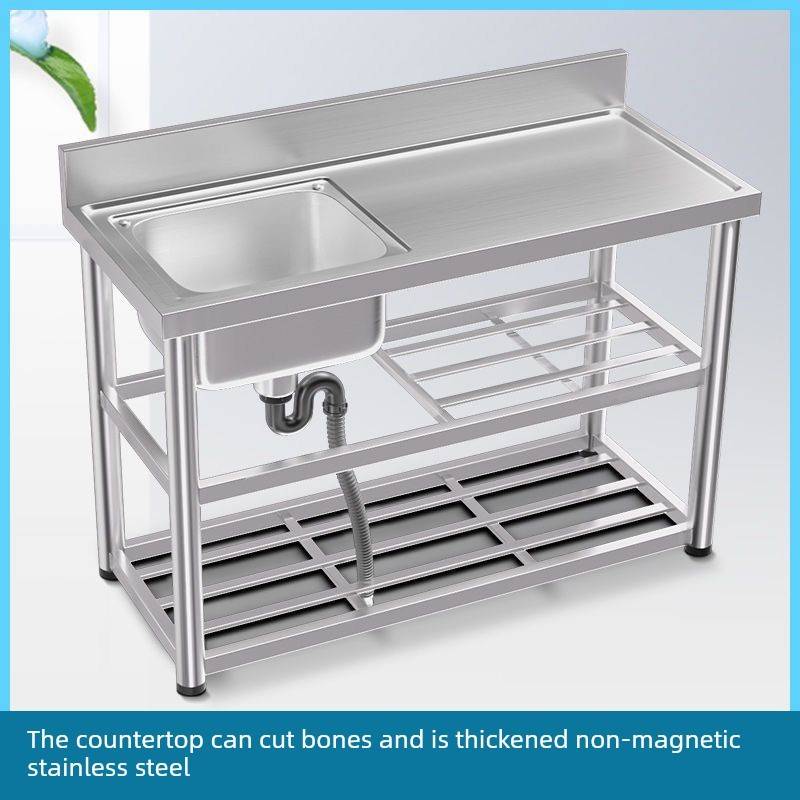 厨房不锈钢水槽加厚水池商用置物架大单槽双槽台面一体水槽盆支架