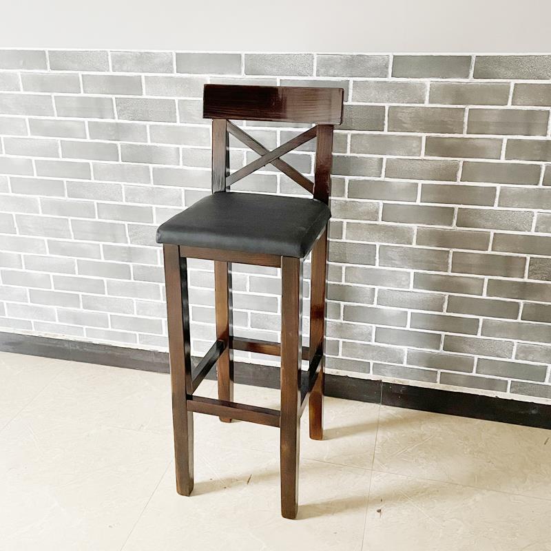 需定制实木简约吧台椅高脚凳吧凳复古家用吧椅靠背酒吧椅前台椅高