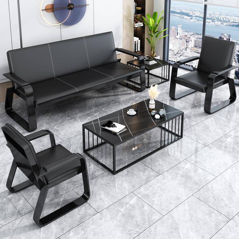 需定制简易现代办公沙发茶几组接待商务会客简约长条排椅办公室铁