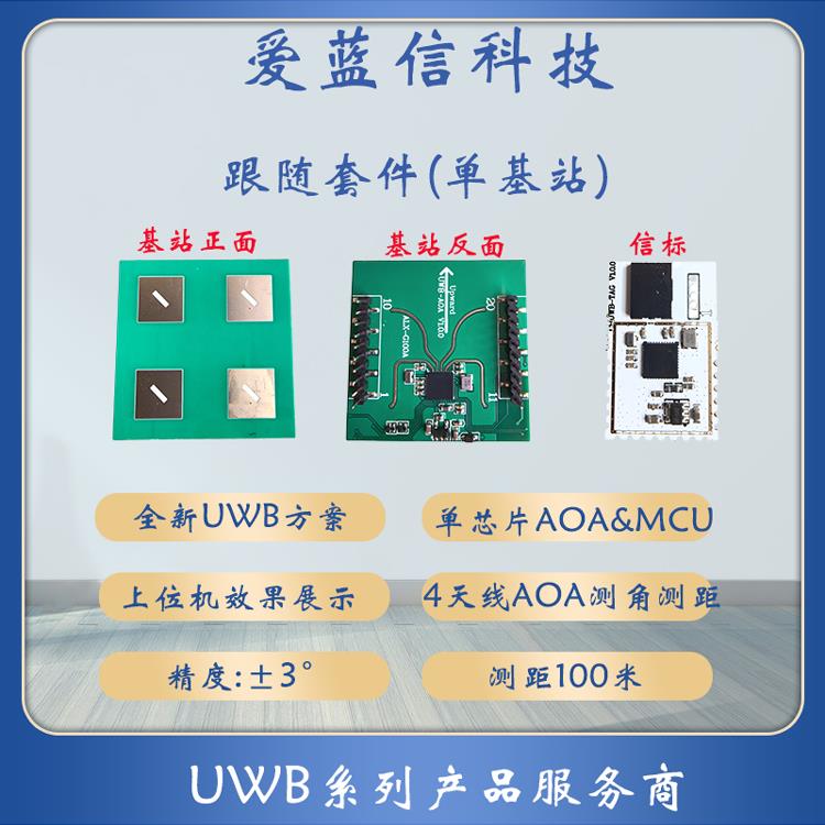 UWB模块测距方位角仰角定位基站标签PDOA跟随小车AOA定位4天线