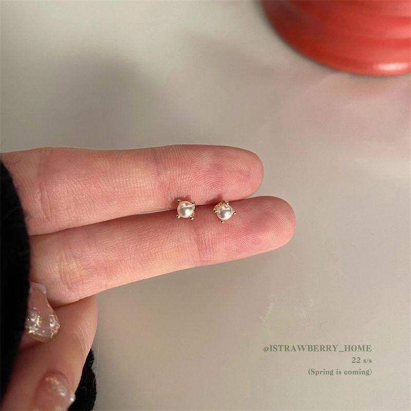 s925银针耳饰2026新款MINI珍珠耳钉小巧简约百搭高级养耳洞耳饰,饰品/流行首饰/时尚饰品新,耳钉,淘宝优惠券,粉丝福利购,淘宝优惠卷