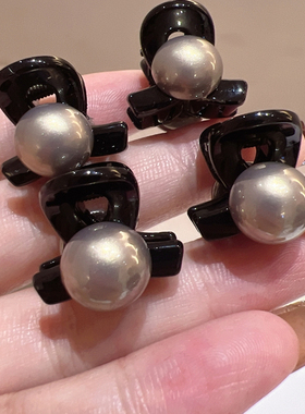 2025新款灰色高亮珍珠mini赫本小抓夹时尚小号简约百搭刘海发抓女